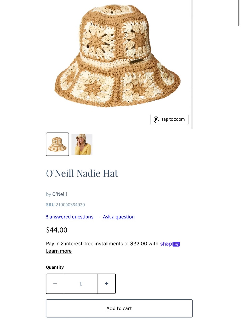 O’Neill Handmade 100% Paper Straw Hat